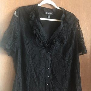 Wm's INC Size 2X SS Black Lace Top (never worn)